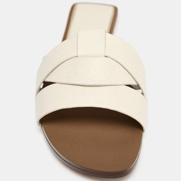 Zara Flat Crossed Leather Sandals - Picture 6 of 8